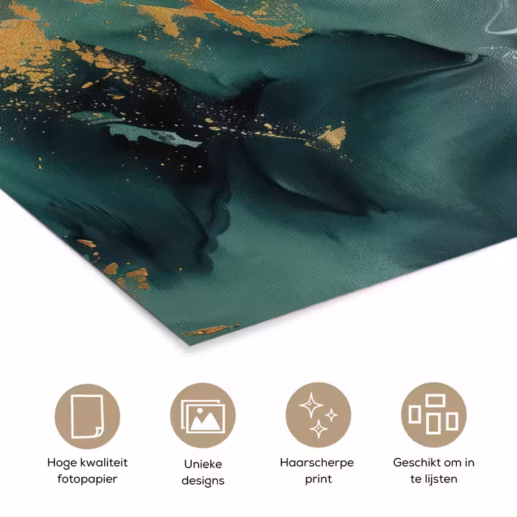 Groen - Modern - Marmer - Abstract poster papier klein -closeup_NL