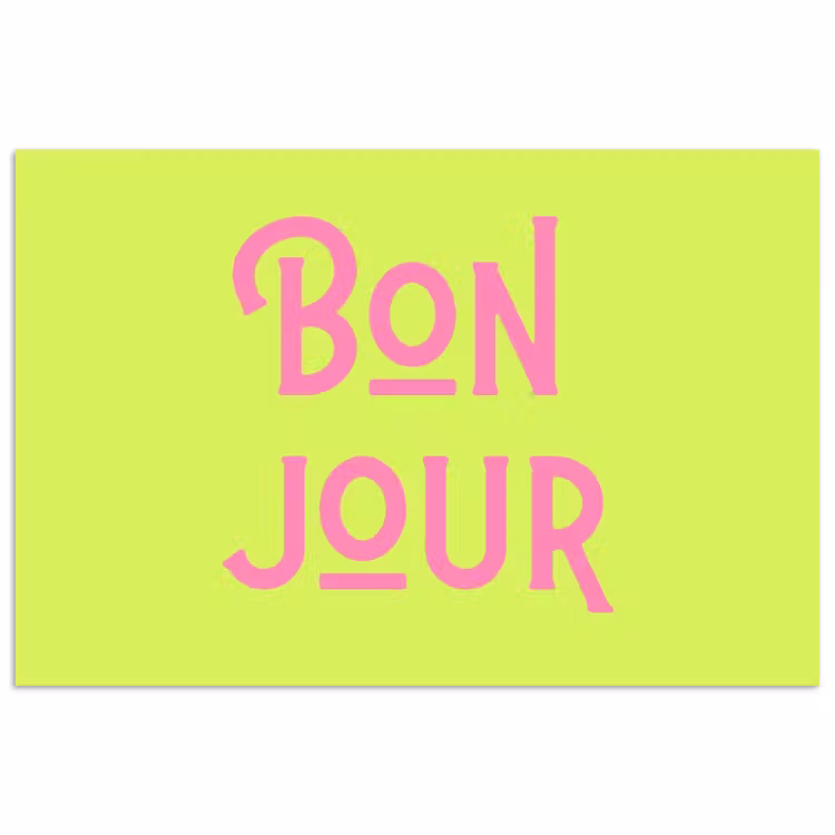 Groen - Roze bonjour - art-deco poster papier klein -3d