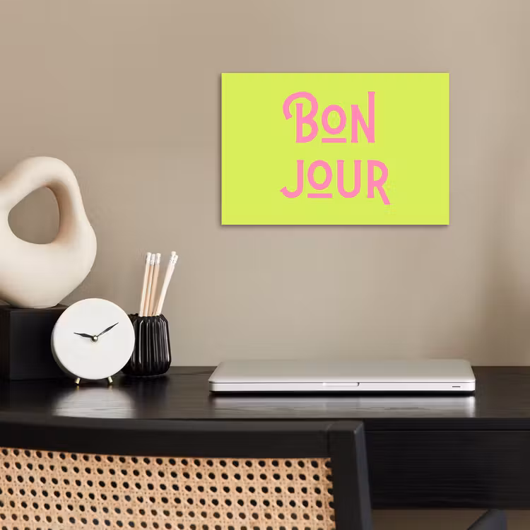 Groen - Roze bonjour - art-deco poster papier klein -sfeer1