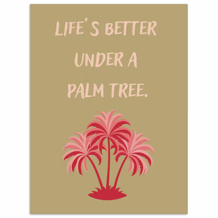 Groen - Zomer - Quote - Palmboom poster papier klein -3d