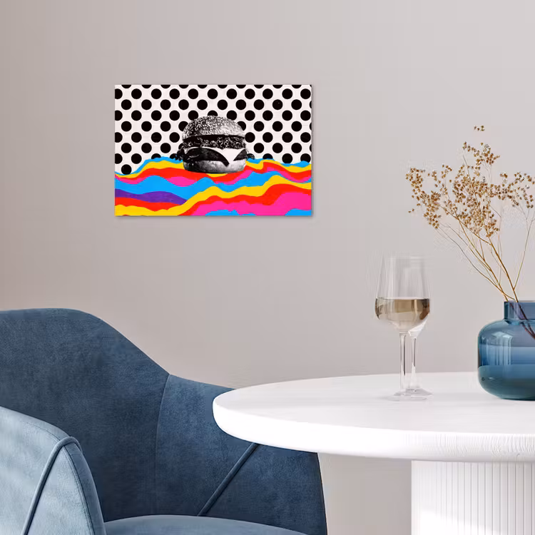 Hamburger - Stippen - Golven - Kleuren poster papier klein -sfeer3