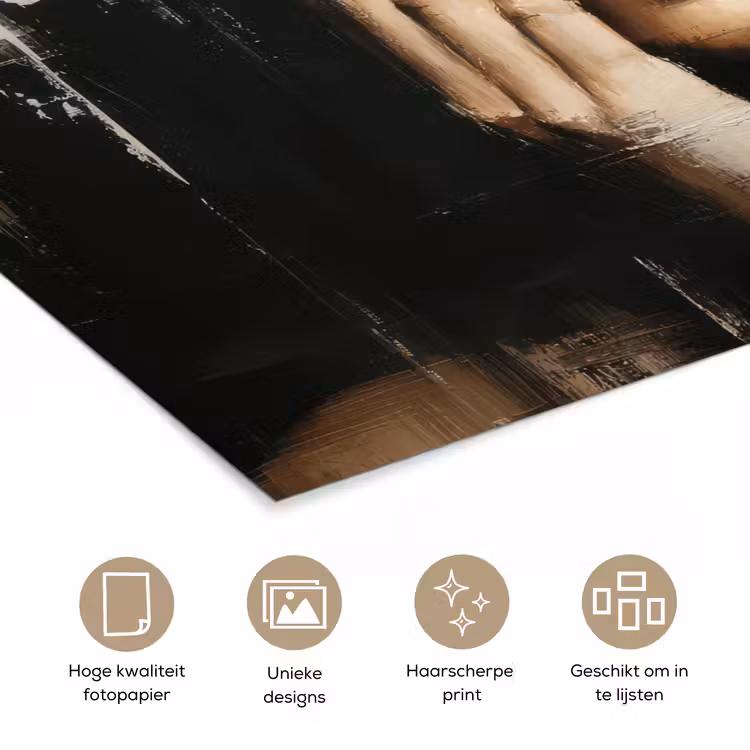 Hand - Gezicht - Strepen - Abstract poster papier klein -closeup_NL