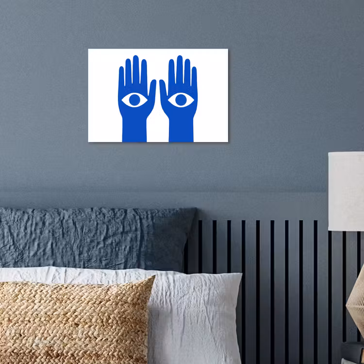 Handen - Twee - Ogen - Blauw poster papier klein -sfeer2