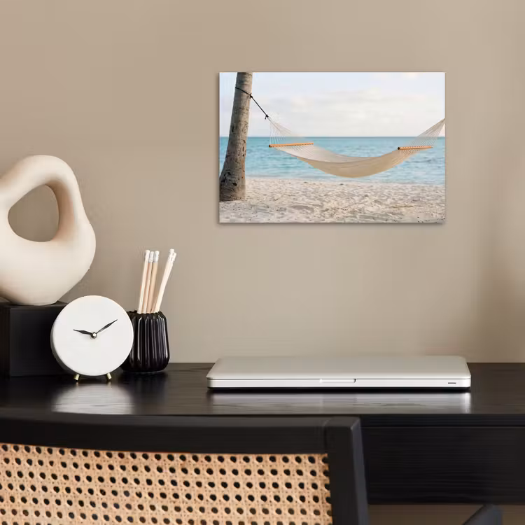 Hangmat - Strand - Wit poster papier klein -sfeer1