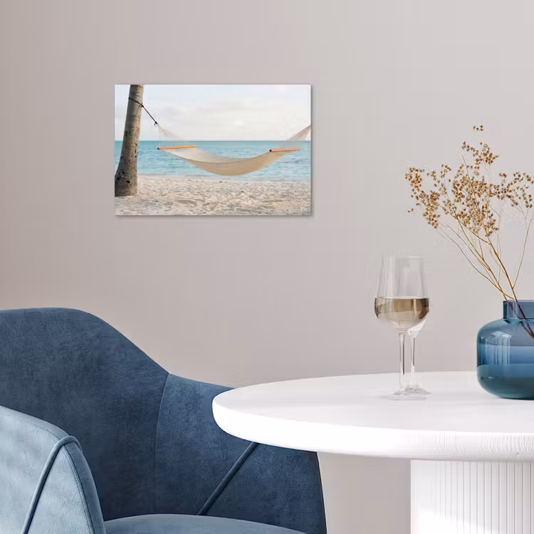 Hangmat - Strand - Wit poster papier klein -sfeer3