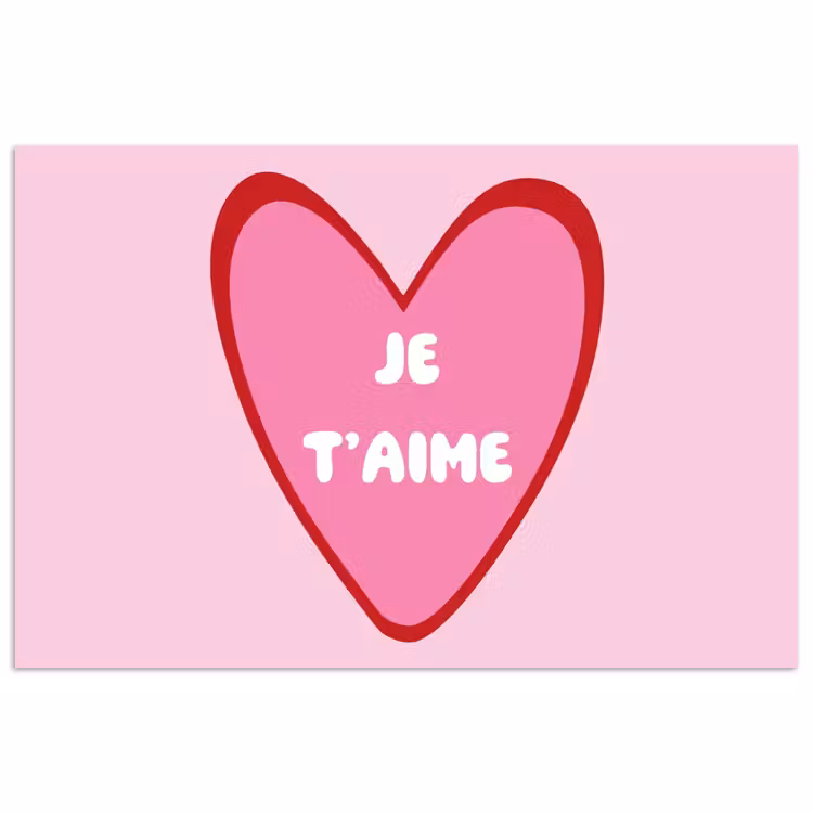 Hart - Frans - Valentijn - Roze poster papier klein -3d