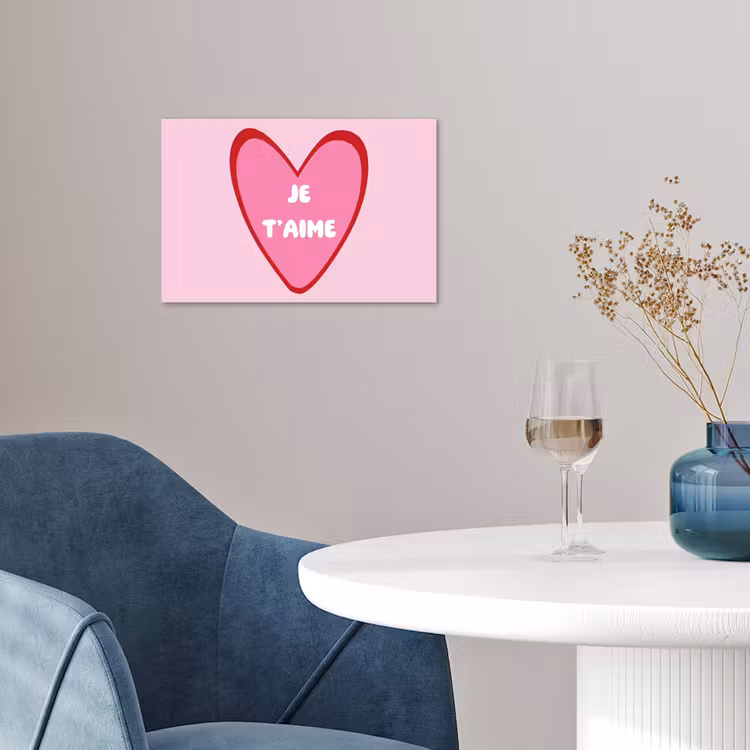 Hart - Frans - Valentijn - Roze poster papier klein -sfeer3