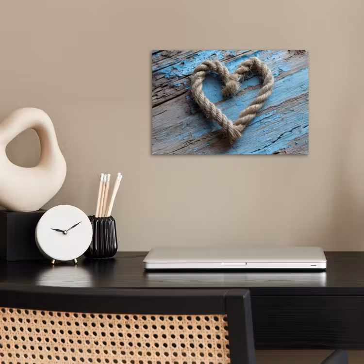 Hart - Touw - Hout - Rustiek poster papier klein -sfeer1