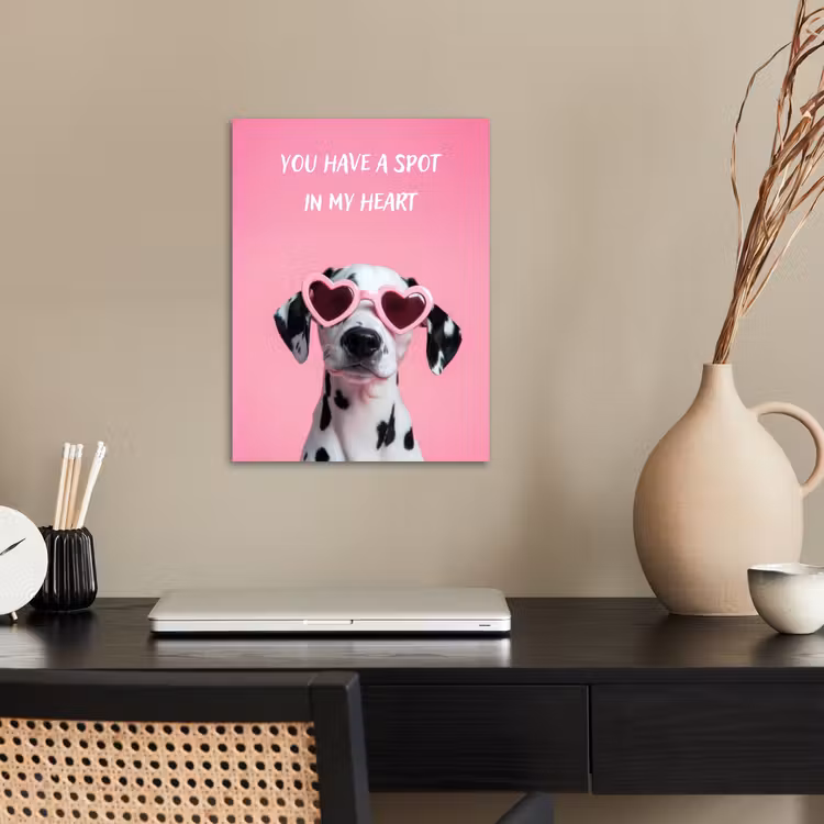Hartjes - Hond - Valentijn - Roze poster papier klein -sfeer1