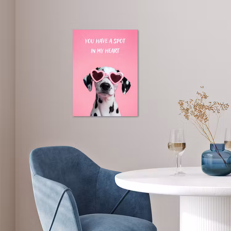 Hartjes - Hond - Valentijn - Roze poster papier klein -sfeer3