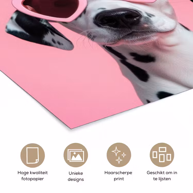 Hartjes - Hond - Valentijn - Roze poster papier klein -closeup_NL
