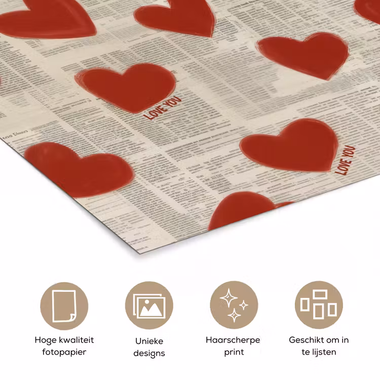 Hartjes - Krant - Loveyou poster papier klein -closeup_NL