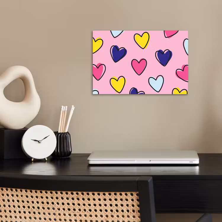 Hartjes - Valentijn - Patroon - Kleurrijk poster papier klein -sfeer1