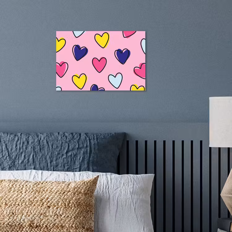 Hartjes - Valentijn - Patroon - Kleurrijk poster papier klein -sfeer2