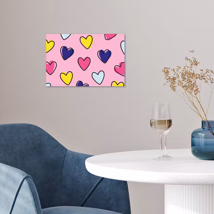 Hartjes - Valentijn - Patroon - Kleurrijk poster papier klein -sfeer3