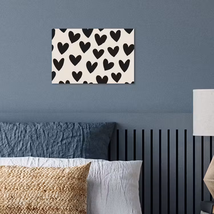 Hartjes - Zwart - Beige poster papier klein -sfeer2