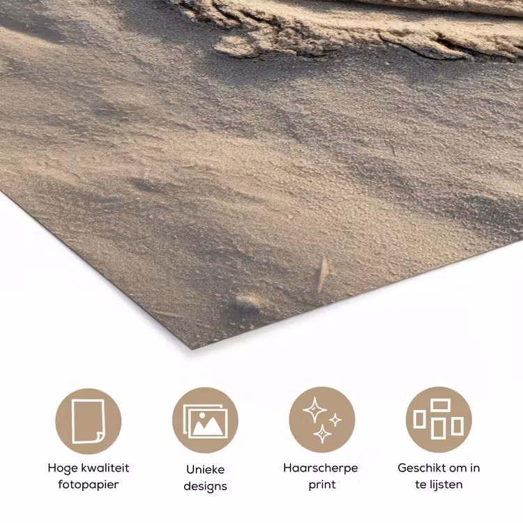 Hartvorm - Getekend - Beige - Zand poster papier klein -closeup_NL