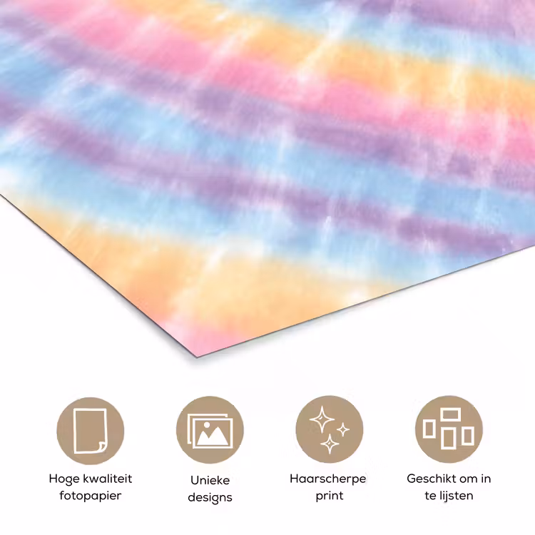 Hartvorm - Pastelkleuren - Tie Dye poster papier klein -closeup_NL