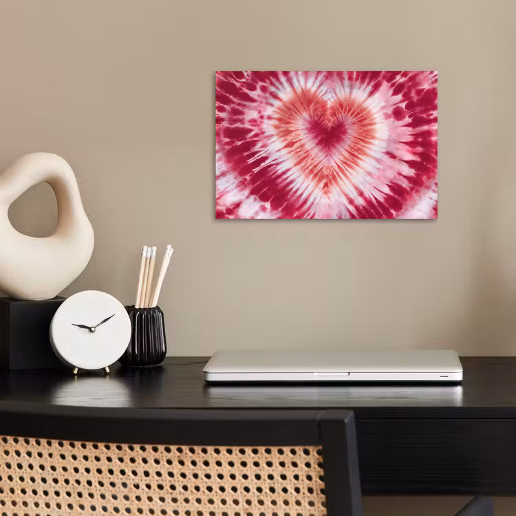 Hartvorm - Roze - Tie dye poster papier klein -sfeer1