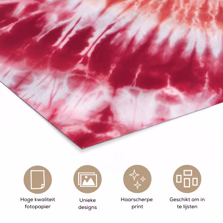 Hartvorm - Roze - Tie dye poster papier klein -closeup_NL