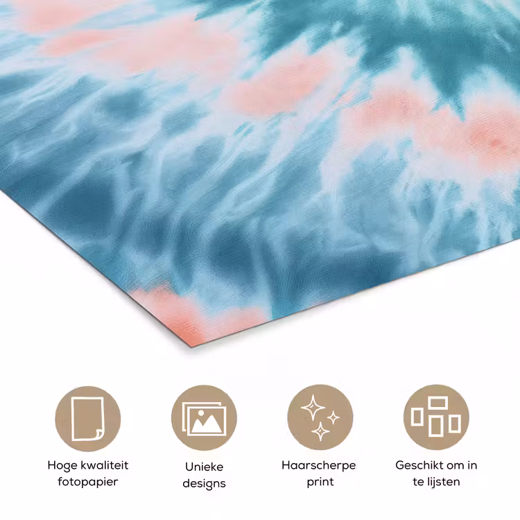 Hartvormig - Tie dye - Pasteltinten - Lichtgroen poster papier klein -closeup_NL