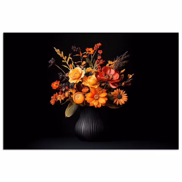 Herfst - Boeket - Oranje poster papier klein -3d