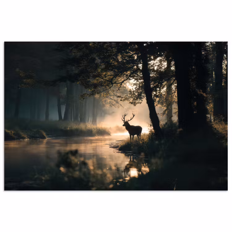 Hert - Bosbeek - Mystiek poster papier klein -3d