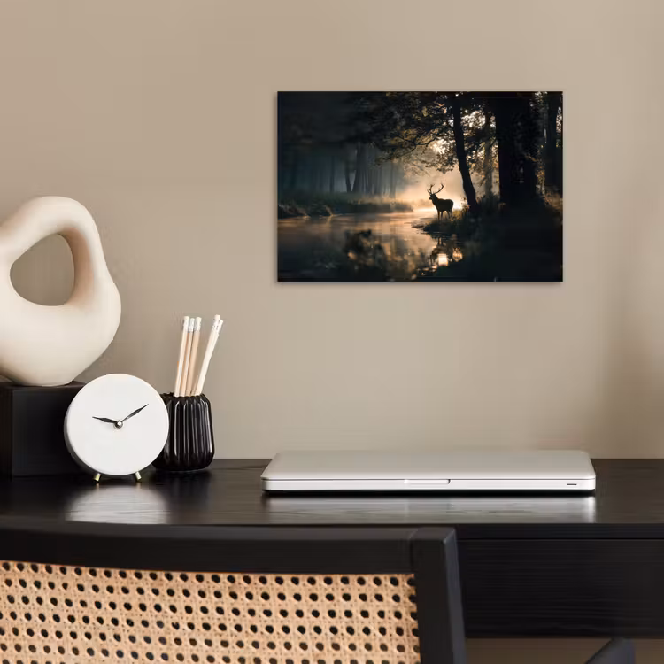 Hert - Bosbeek - Mystiek poster papier klein -sfeer1