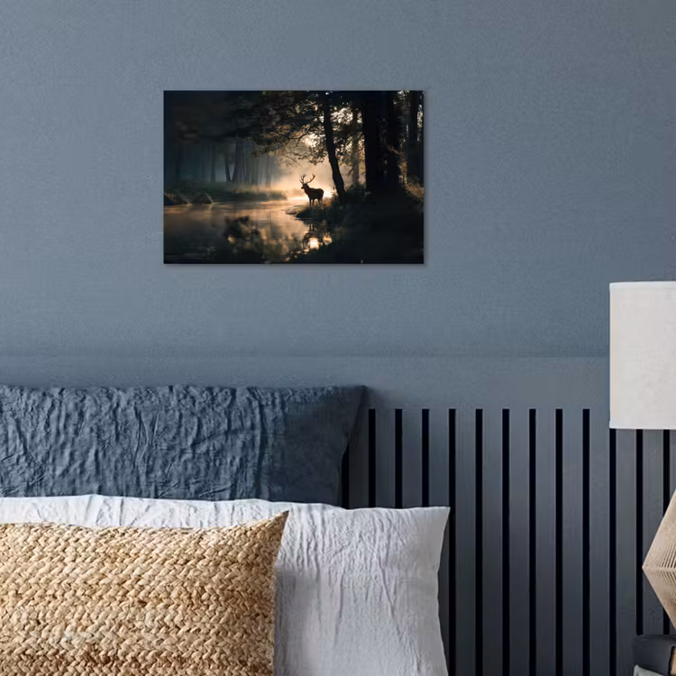 Hert - Bosbeek - Mystiek poster papier klein -sfeer2