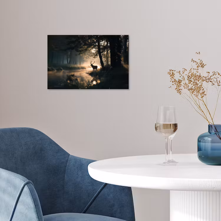 Hert - Bosbeek - Mystiek poster papier klein -sfeer3
