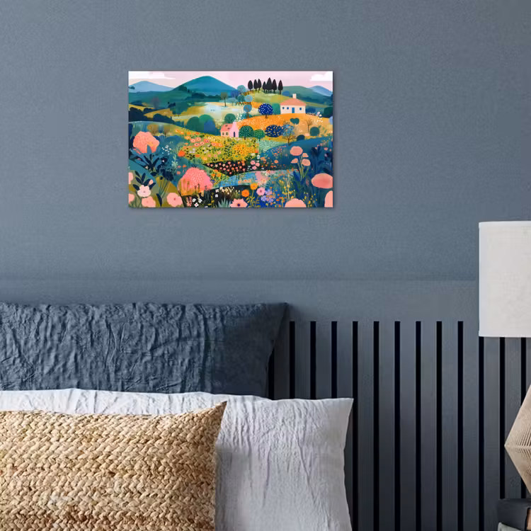 Heuvellandschap - Fantasierijk - Kleurcontrasten poster papier klein -sfeer2