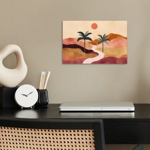 Heuvels - Palmbomen - Abstract poster papier klein -sfeer1