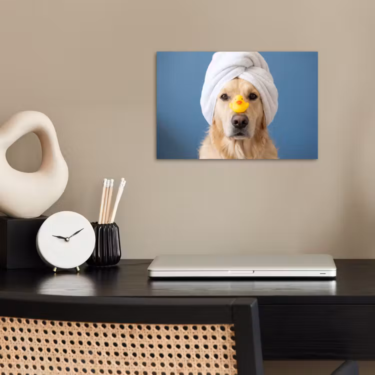 Hond - Badeend - Geel poster papier klein -sfeer1