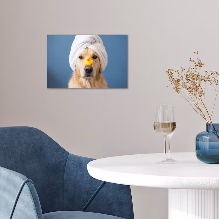 Hond - Badeend - Geel poster papier klein -sfeer3