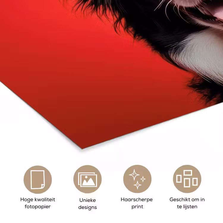 Hond - Hartjesbril - Loveyou - Rood poster papier klein -closeup_NL