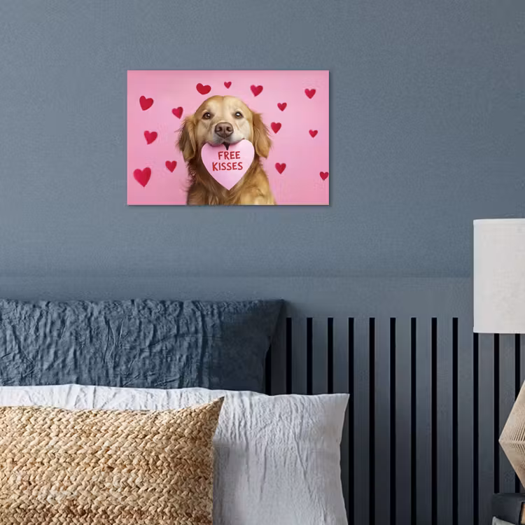 Hond - Kiss- Valentijn - Hartjes poster papier klein -sfeer2