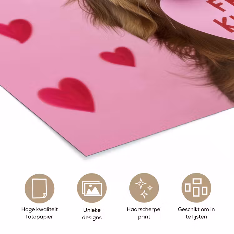 Hond - Kiss- Valentijn - Hartjes poster papier klein -closeup_NL