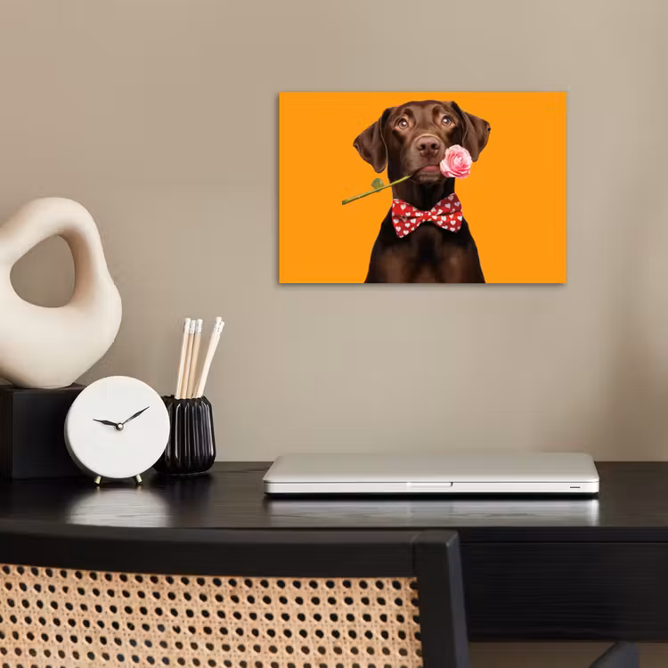 Hond - Oranje - Roos - Valentijn poster papier klein -sfeer1