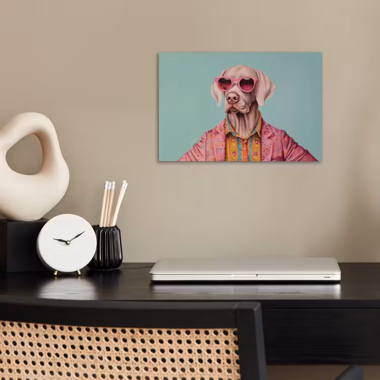 Hond - Overhemd - Bloemen - Bril poster papier klein -sfeer1