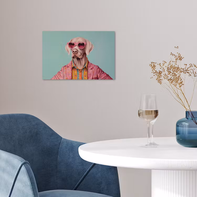 Hond - Overhemd - Bloemen - Bril poster papier klein -sfeer3