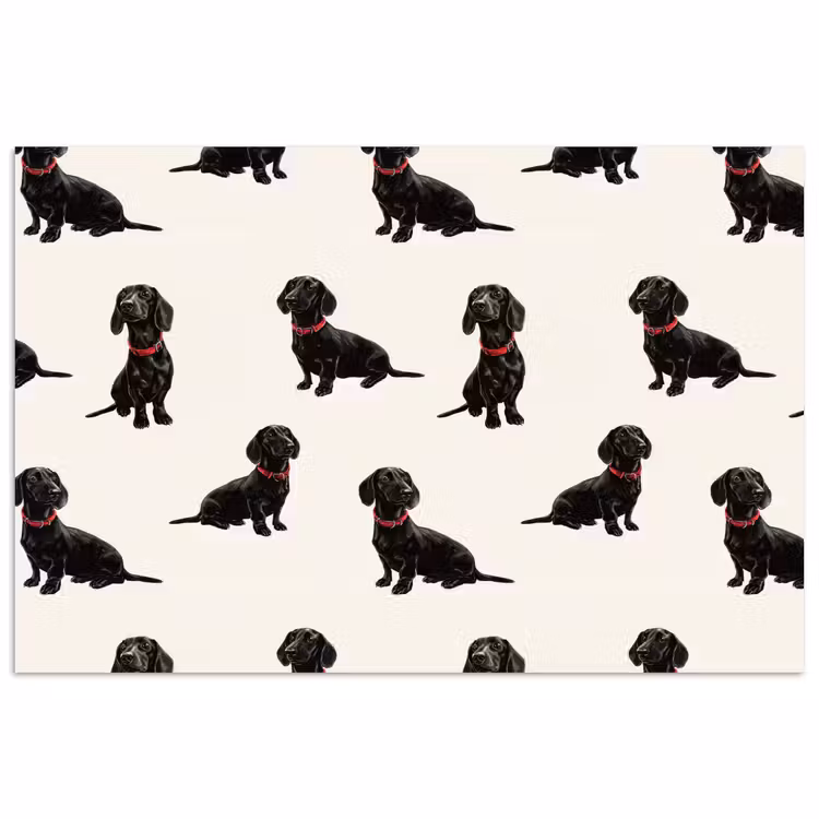 Hond - Patroon - Zwart poster papier klein 62 -3d