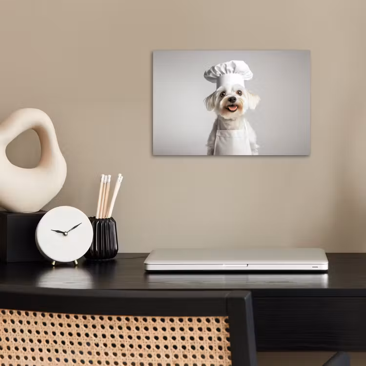 Hond - Wit - Kok poster papier klein -sfeer1