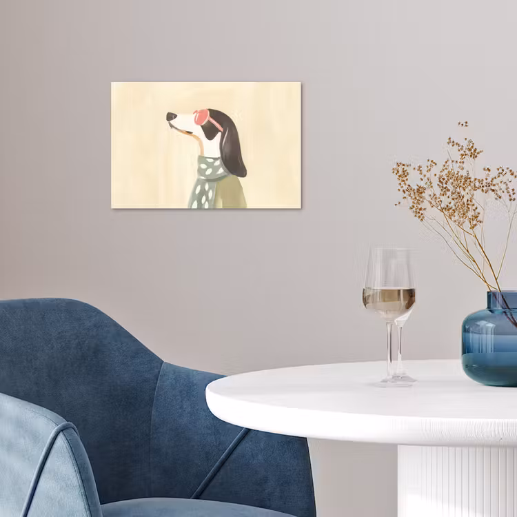 Hond - Zonnebril - Sjaal poster papier klein -sfeer3