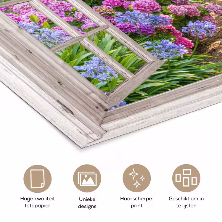 Hortensia - Doorkijk - Bloemen - Zomer - Paars - Pad poster papier klein -closeup_NL