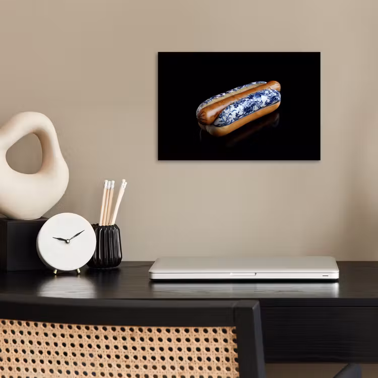 Hotdog - Porselein - Delfts blauw - Eten poster papier klein -sfeer1