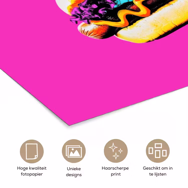 Hotdog - Roze - Retro poster papier klein -closeup_NL