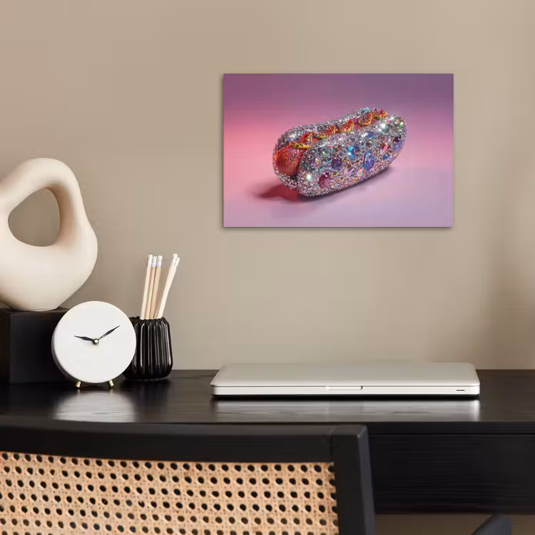 Hotdog - Steentjes - Glitters - Paars poster papier klein -sfeer1