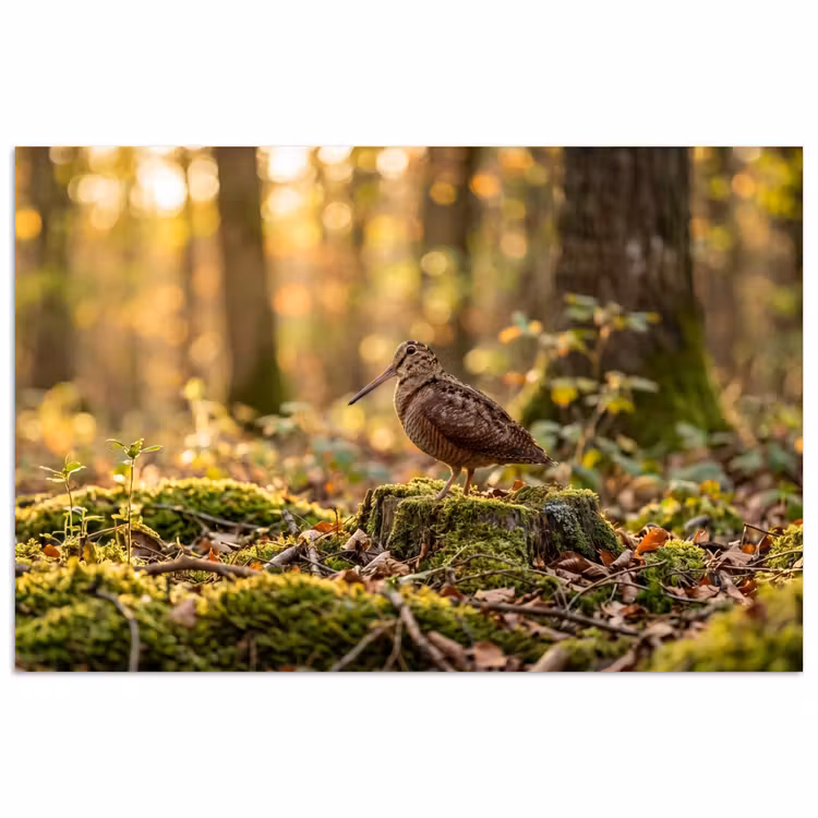 Houtsnip - Bos - Bladeren - Herfst - Gecamoufleerd poster papier klein -3d