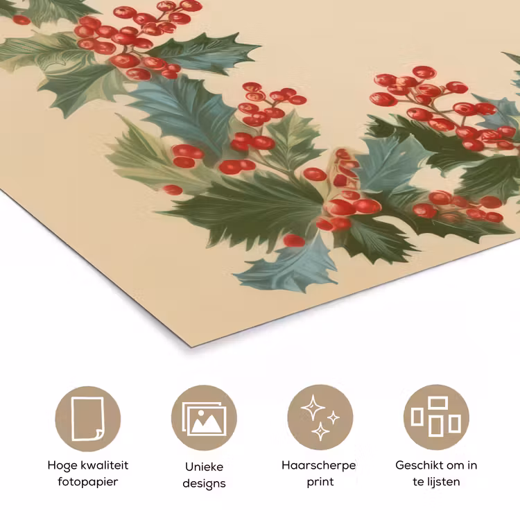 Hulstrand - Bessen - Beige poster papier klein -closeup_NL