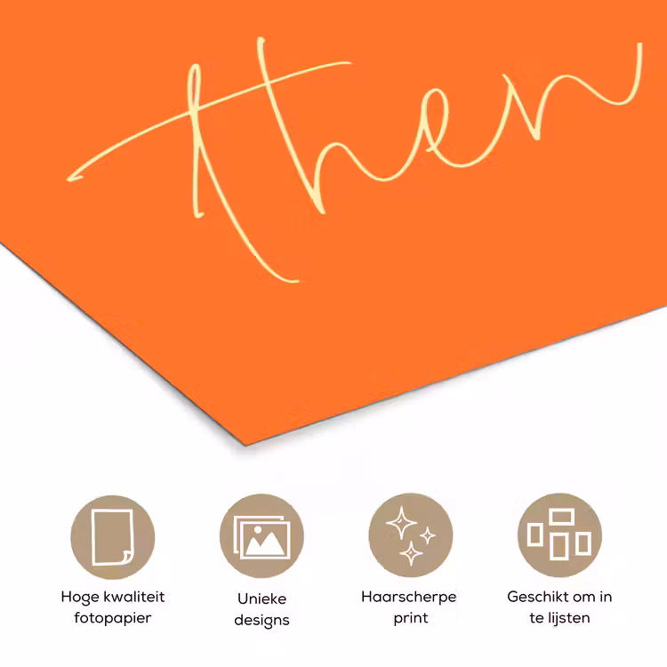 If not now then when - Oranje - Geel - Levendig poster papier klein -closeup_NL